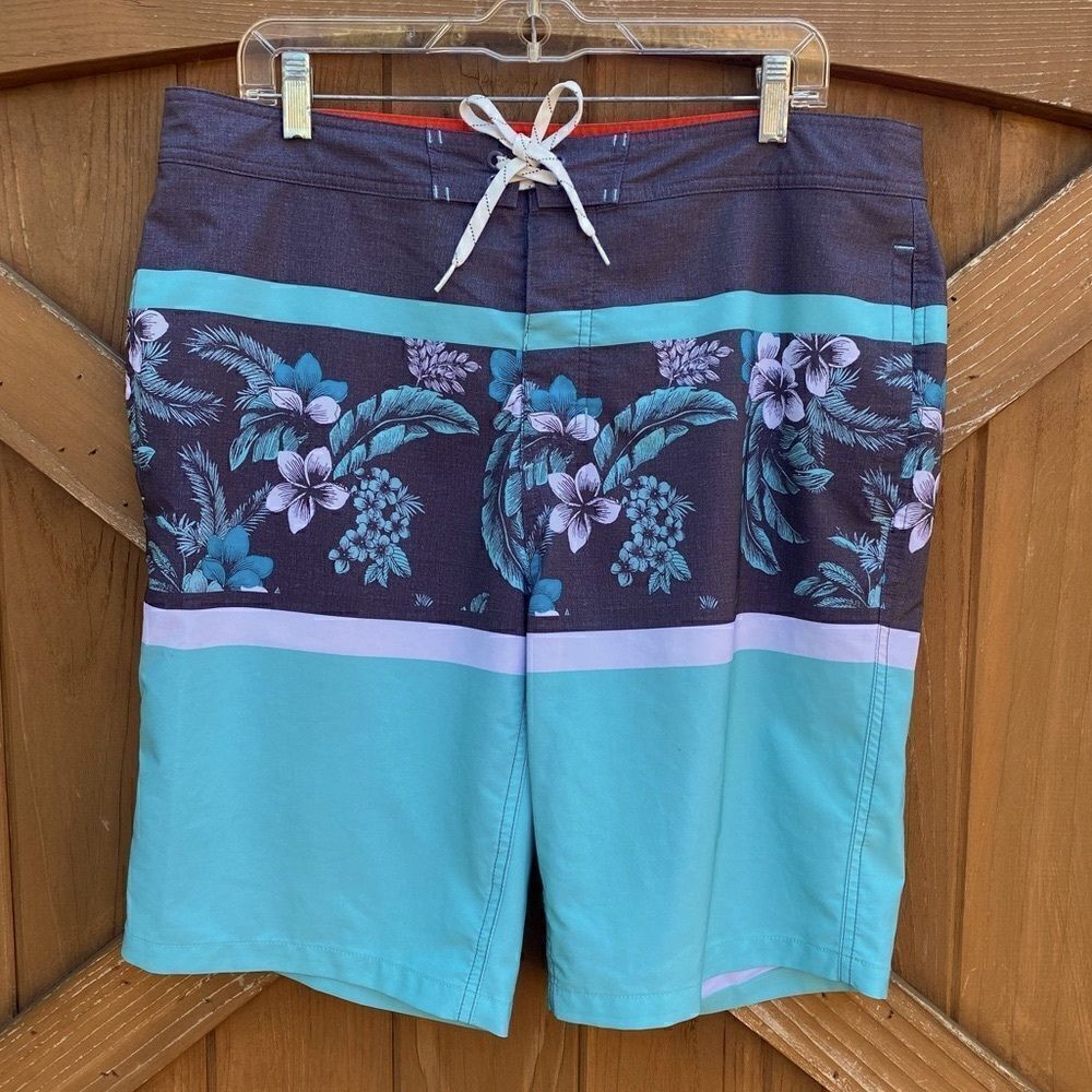 Goodfellow & Co Blue/Gray Tropical Swim Trunks/Board Shorts. Size 36. VGUC!
